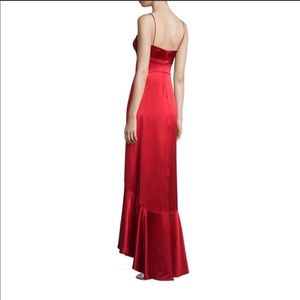 VINTAGE! Red Satin Hi-Lo Plunge Spaghetti Strap Bias Cut Evening Maxi Slip Dress